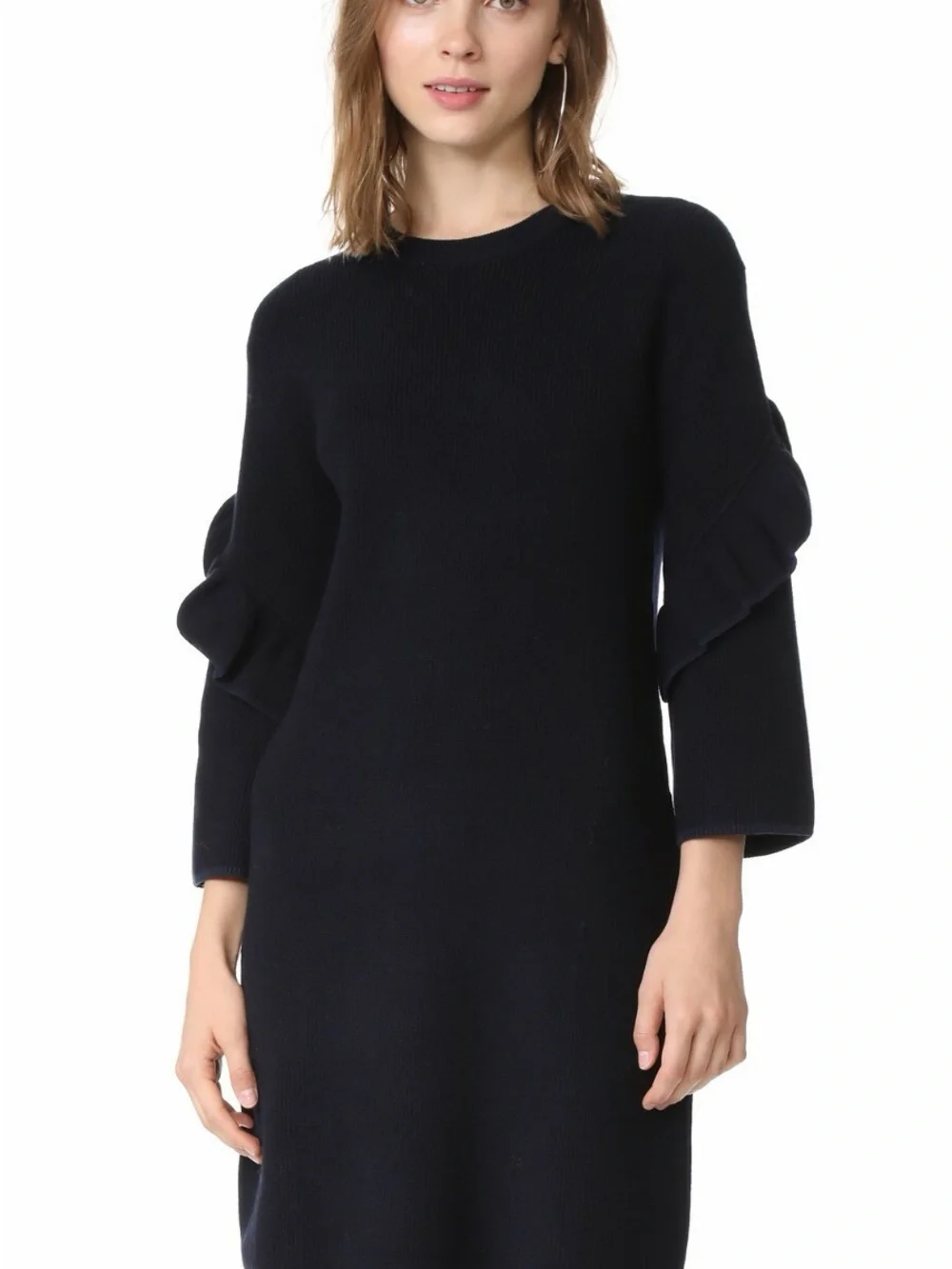 Tory Burch Navy Ruffle-Sleeve Knit Dress